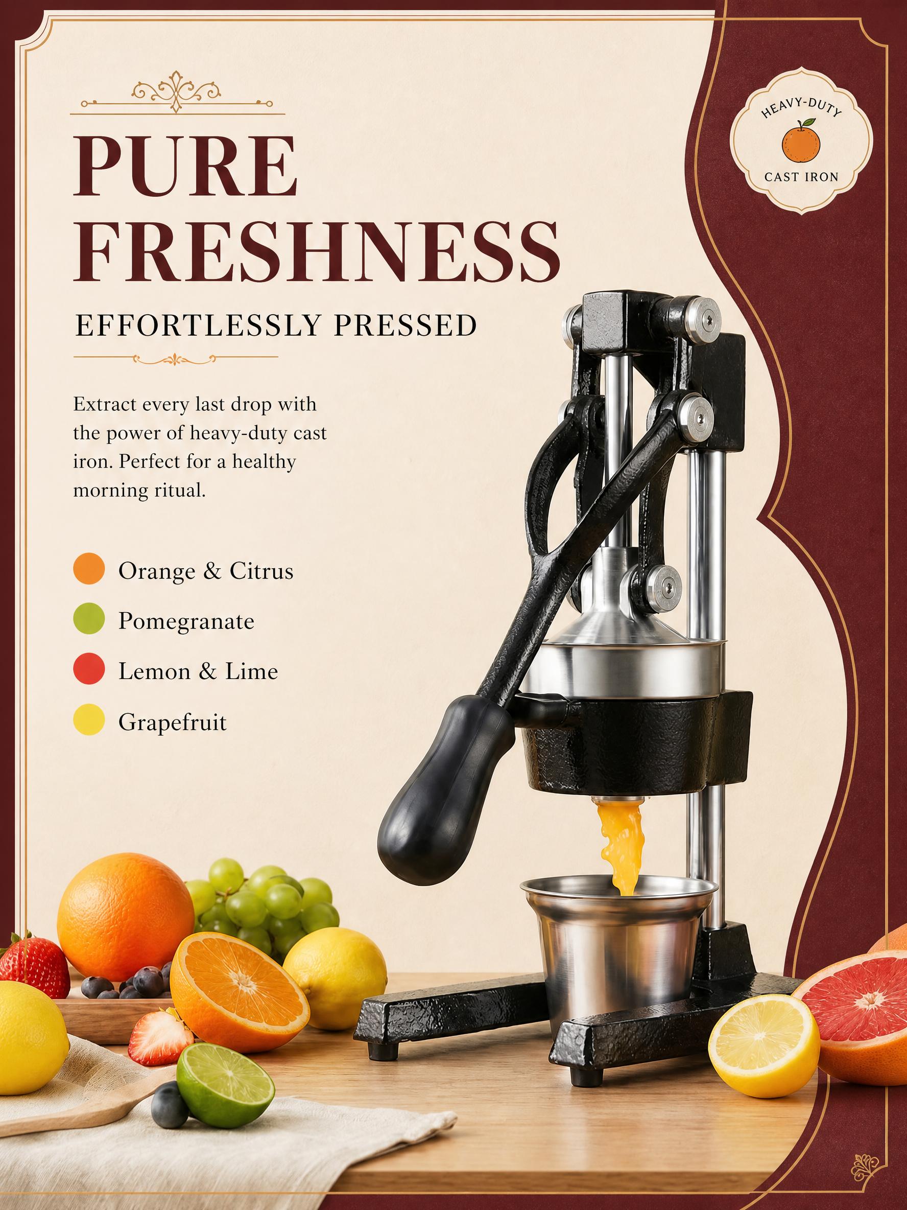 Citrus Juicer Bar - Manual Juicer, Manual Citrus Juicer Press,