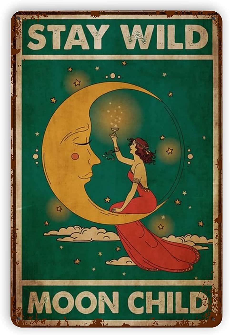 Home Bar And Restaurant - Beautiful Women Moon Metal Sign Stay