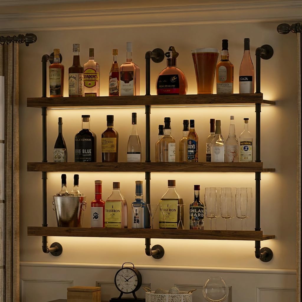 Home Bargains - Wall Mounted Wine Rack With LED